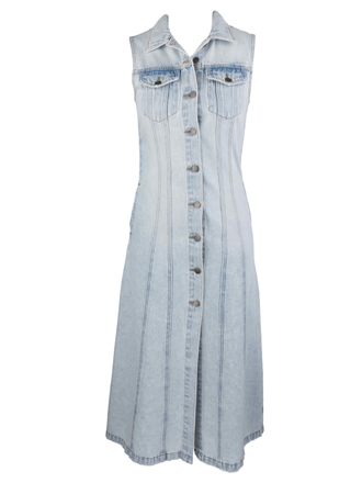 KUT GRETEL SLEEVELESS DENIM SHIRT DRESS