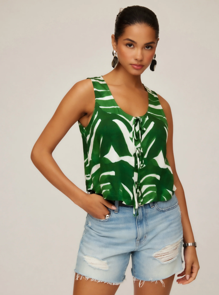 FIFTEEN TWENTY EMERY TIE FRONT SLEEVELESS TOP
