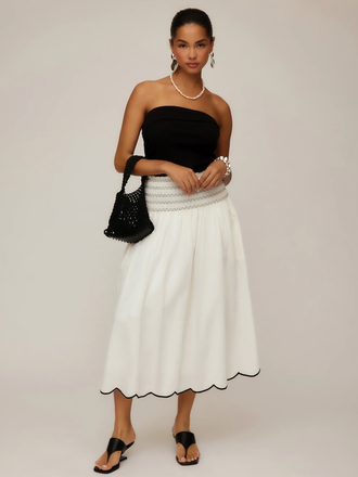 FIFTEEN TWENTY ELSA SMOCKED WAIST MIDI SKIRT
