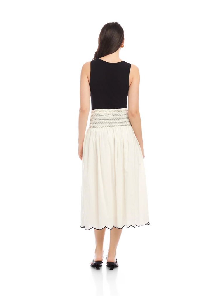 FIFTEEN TWENTY ELSA SMOCKED WAIST MIDI SKIRT