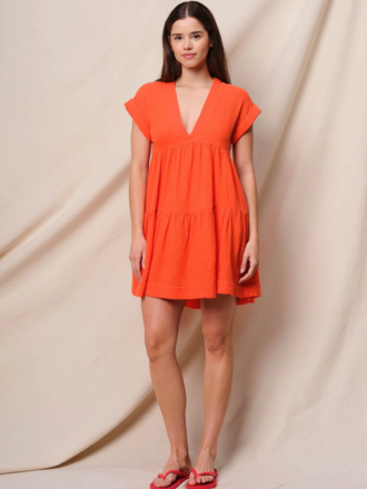 SUNDRY GAUZE TIERED DRESS