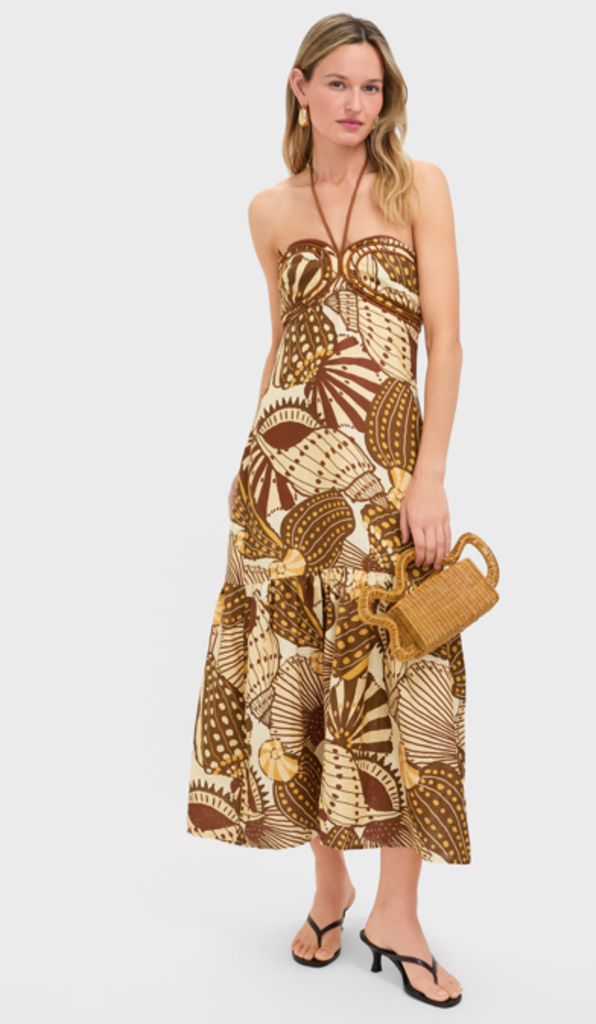 FARM RIO SHELL MIX SAND MAXI DRESS