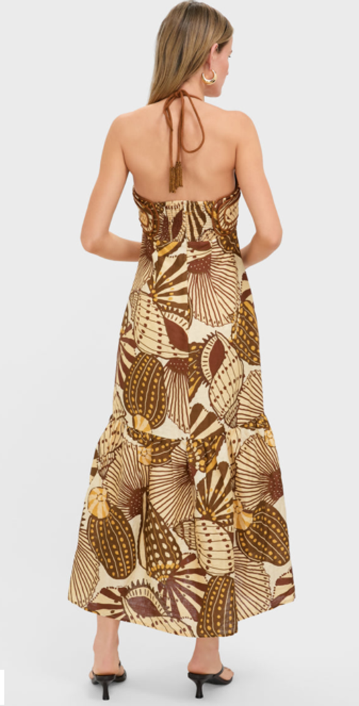 FARM RIO SHELL MIX SAND MAXI DRESS