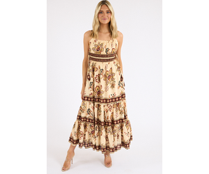FARM RIO AURA FLORAL SAND MIDI DRESS - Beaufort