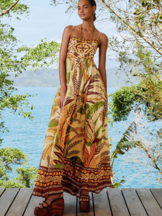 FARM RIO FOLIAGE SKETCH SAND MAXI