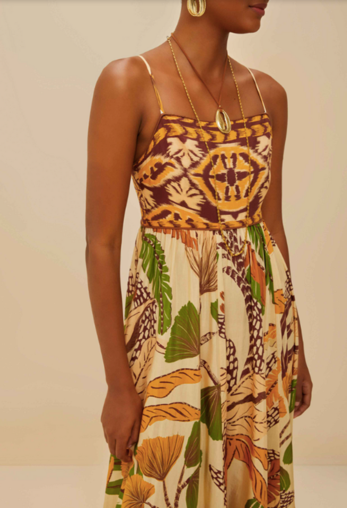 FARM RIO FOLIAGE SKETCH SAND MAXI