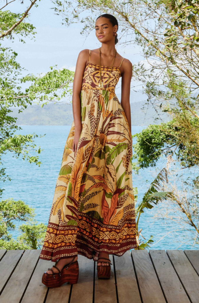 FARM RIO FOLIAGE SKETCH SAND MAXI