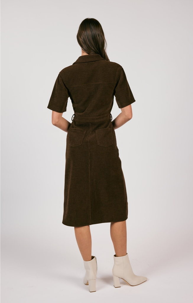 SAGE THE LABEL PARADOX CORD SHIRT MIDI DRESS