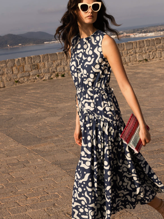 OLIPHANT SLEEVELESS PIPED MAXI