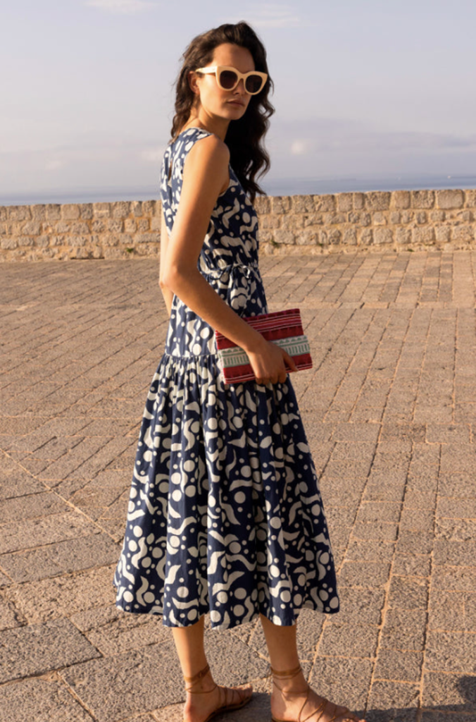 OLIPHANT SLEEVELESS PIPED MAXI