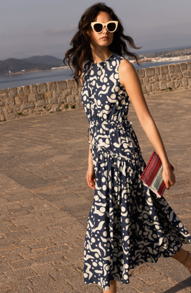 OLIPHANT SLEEVELESS PIPED MAXI
