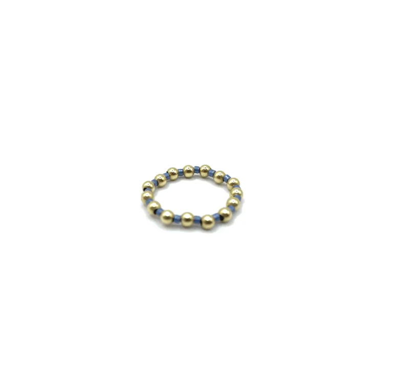 ERIN GRAY 3MM WATERPROOF STRETCH RING COLOR CRUSH NEWPORT STORMY BL + GOLD FILLED