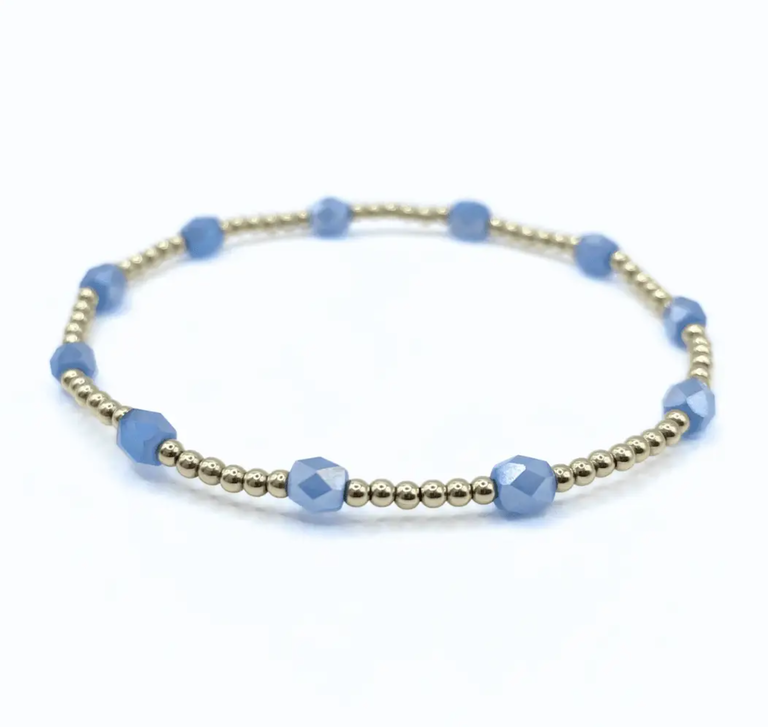 ERIN GRAY THE KEY WEST GOLD FILLED AND WATERPROOF BRACELET - BLUE, 7"