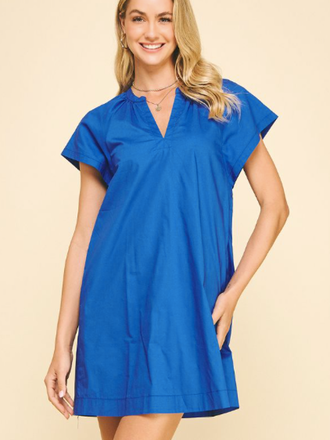 PINCH V-NECK TUNIC MINI DRESS