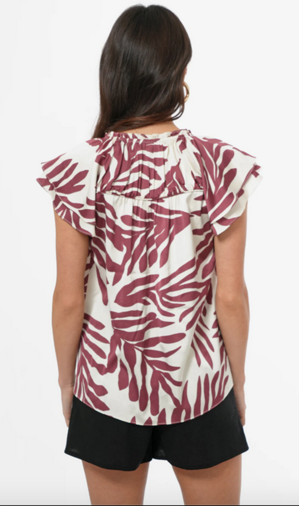 TRIXXIE FLUTTER SLEEVE BLOUSE