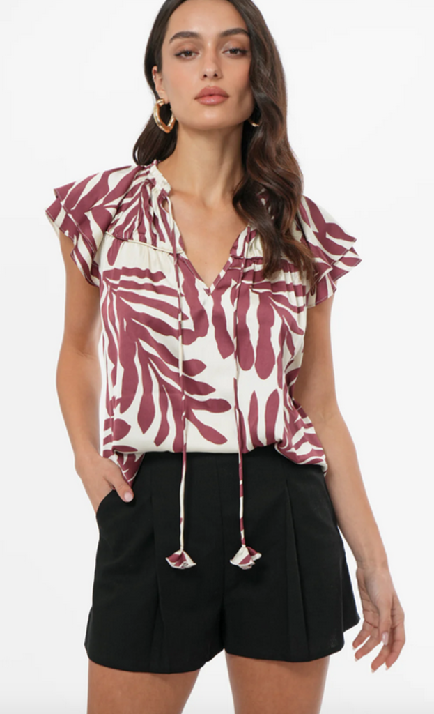 TRIXXIE FLUTTER SLEEVE BLOUSE