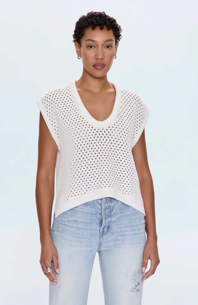 PISTOLA BECK OPEN KNIT CROPPED SWEATER