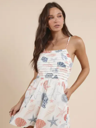 SADIE&SAGE SEASHELLS PLEATED BODICE ROMPER
