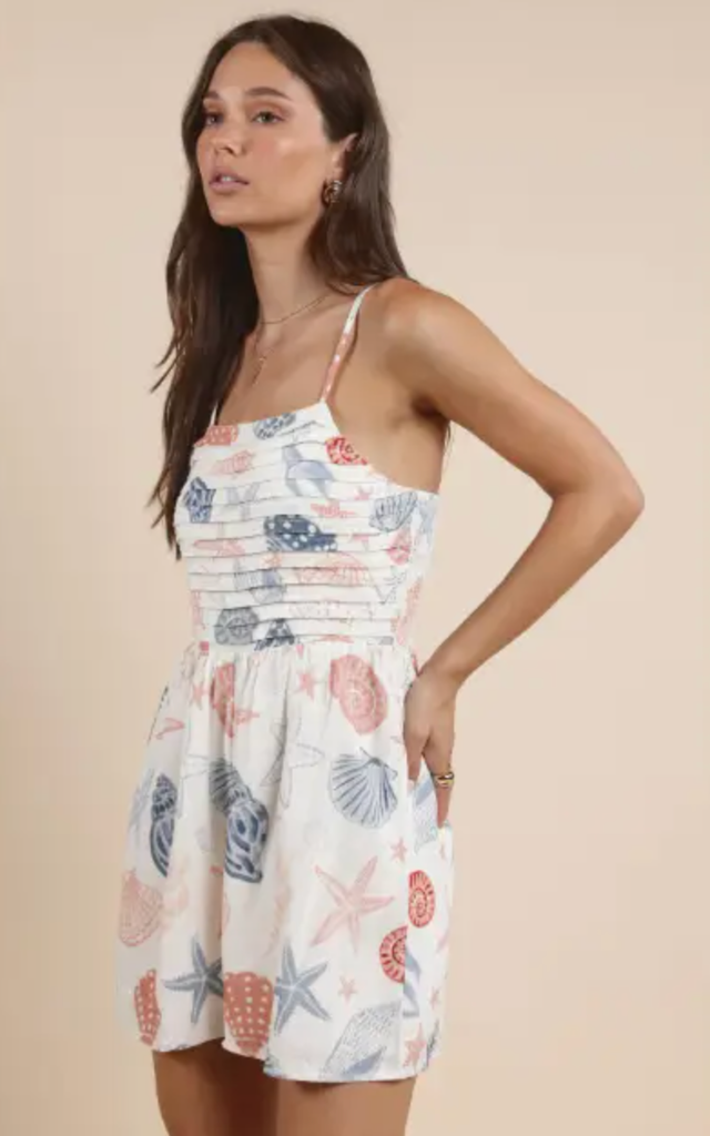 SADIE&SAGE SEASHELLS PLEATED BODICE ROMPER