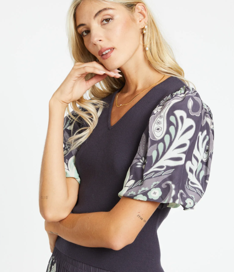 CABALLERO ANDREA GRAPHITE PROTEA PAISLEY TOP