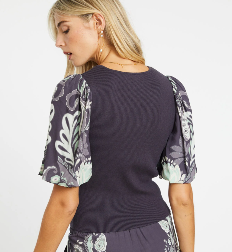 CABALLERO ANDREA GRAPHITE PROTEA PAISLEY TOP