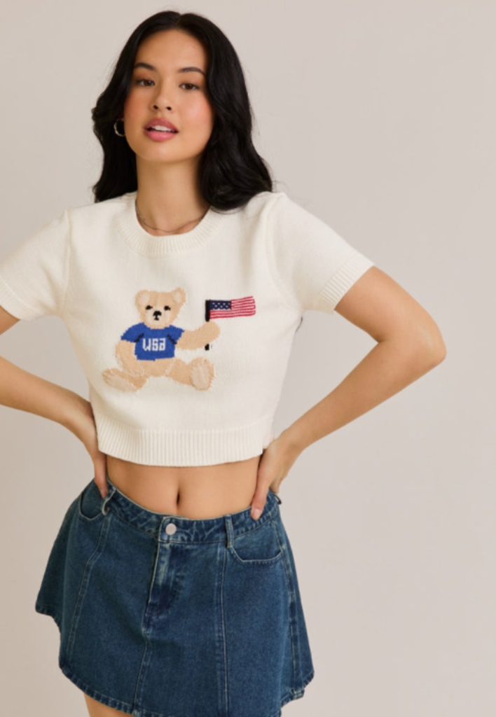 LE LIS TEDDY BEAR WITH USA FLAG SWEATER