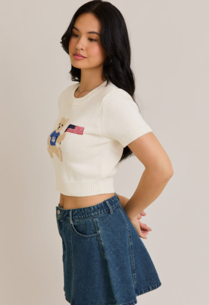 LE LIS TEDDY BEAR WITH USA FLAG SWEATER