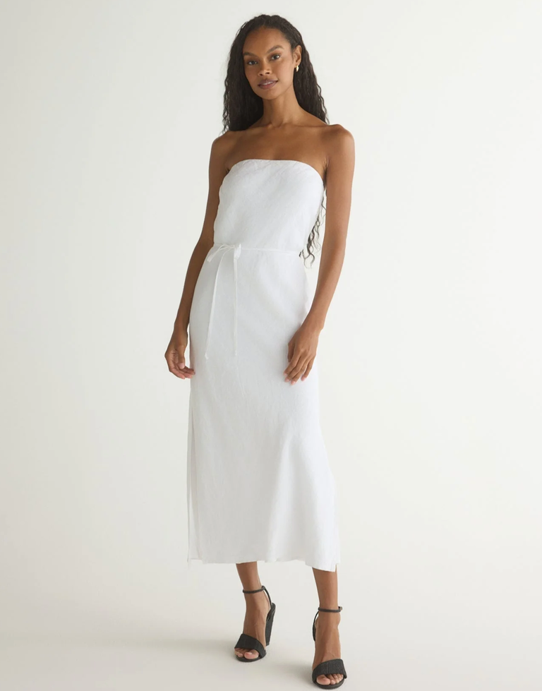 BELLA DAHL STRAPLESS BIAS MAXI DRESS