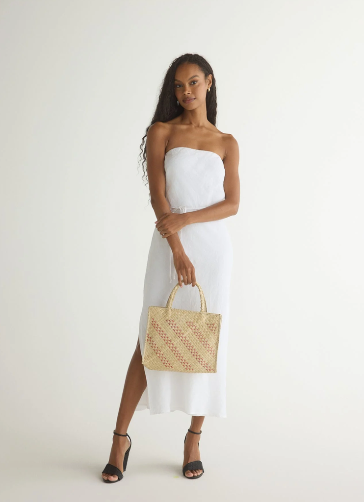 BELLA DAHL STRAPLESS BIAS MAXI DRESS