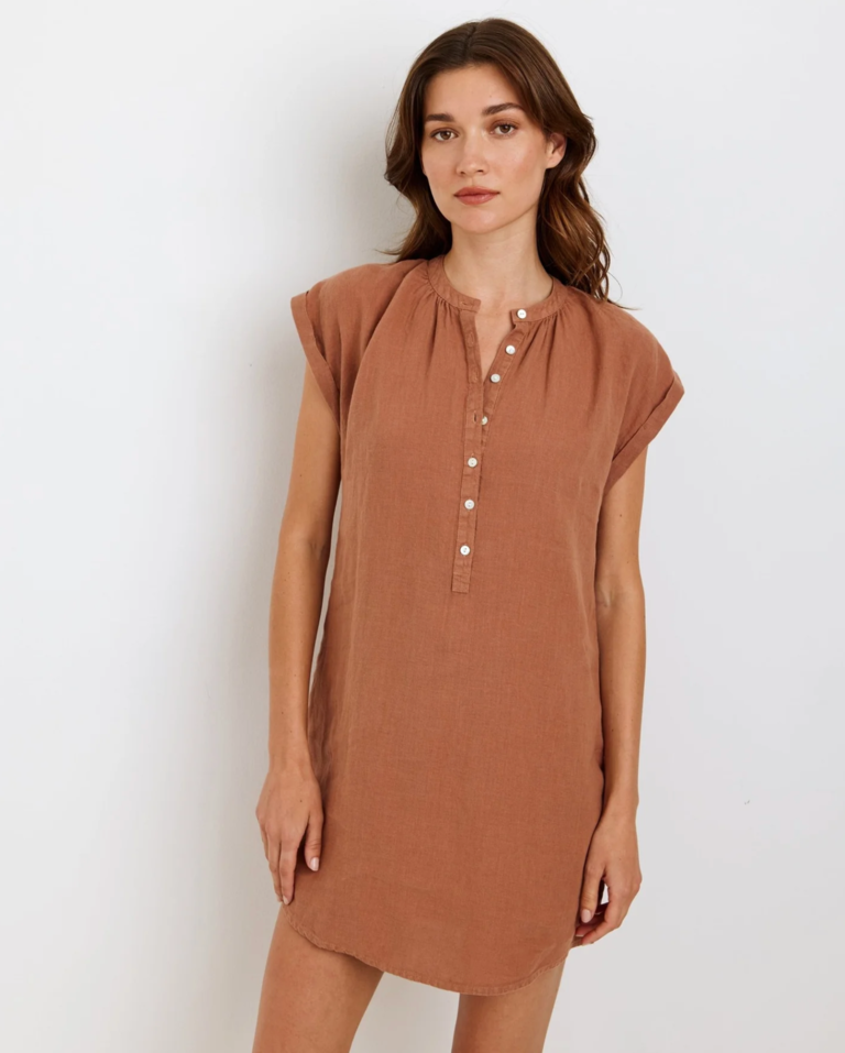BELLA DAHL CAP SLEEVE HENLEY DRESS