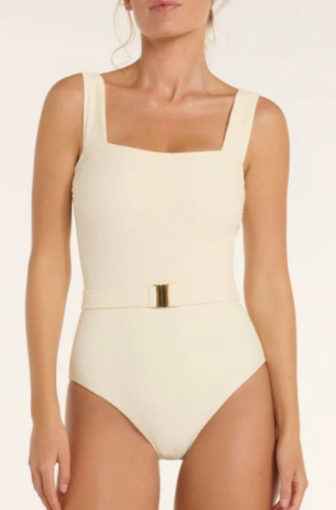 HERMOZA BELTED MARISA SQUARE NECKLINE ONE PIECE SWIMSUIT