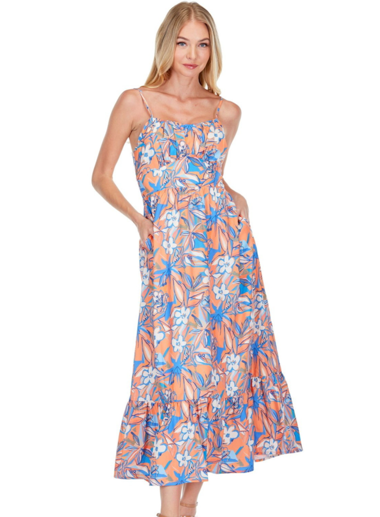 OLEANDER RUCHED TIERED SUNDRESS MAXI
