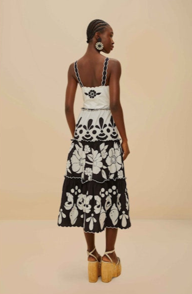 FARM RIO BLACK AND WHITE MIDI