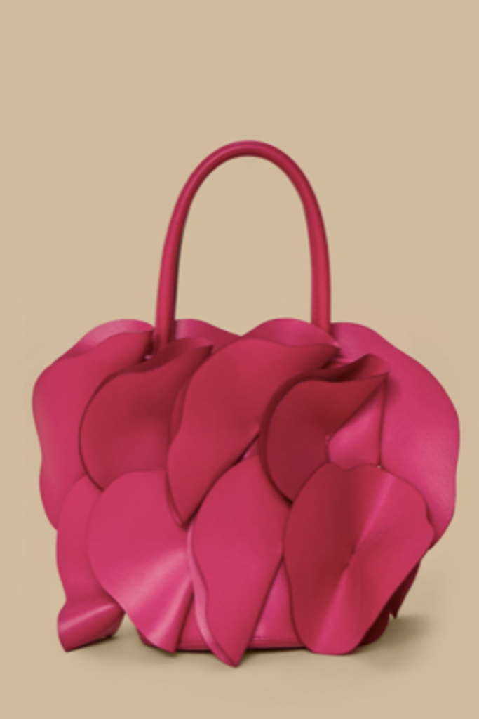 FARM RIO FUCHSIA LEATHER FLOWER BAG