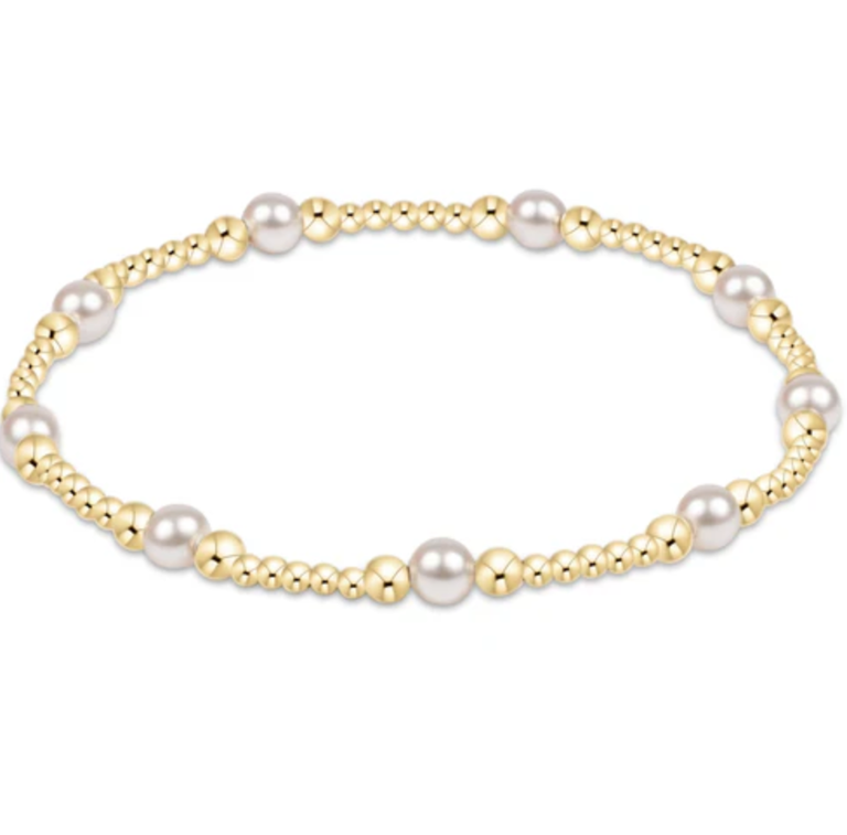 CLASSIC PURPOSE PATTERN 4MM BEAD BRACELET PEARL
