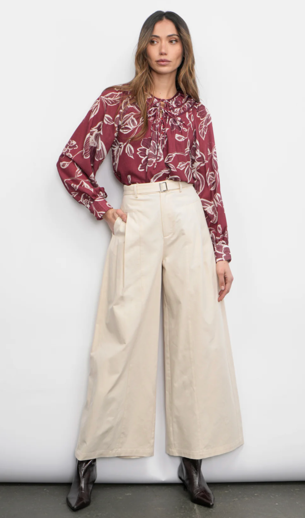 HERA WIDE LEG PALAZZO TWILL PANTS