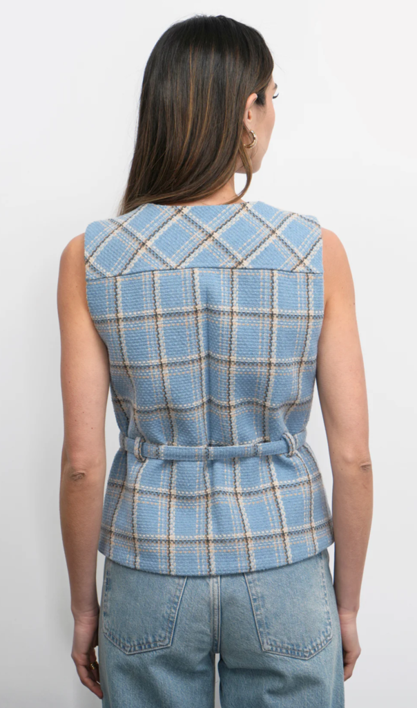 SLOANE BELTED PLAID VEST