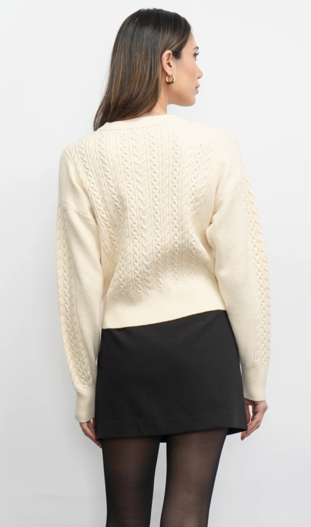 FINLEY LONG SLEEVE PULL OVER CABLE KNIT SWEATER TOP