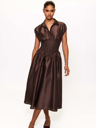 TREVY SMOCKED WAIST MIDI DRESS