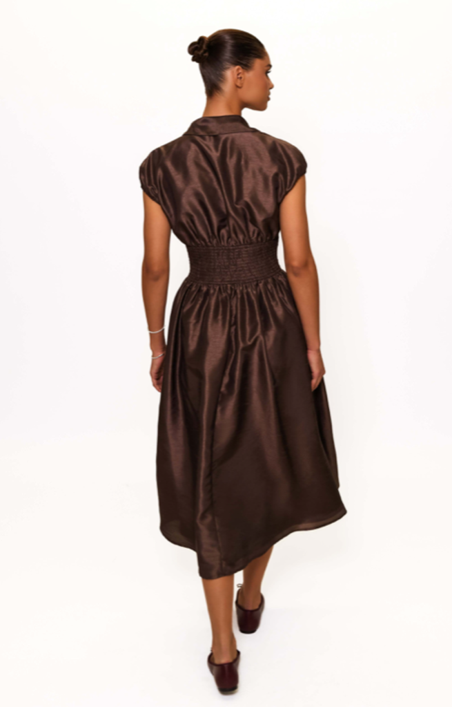 TREVY SMOCKED WAIST MIDI DRESS