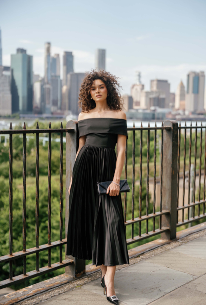 STOCKTON OFF THE SHOULDER MIDI