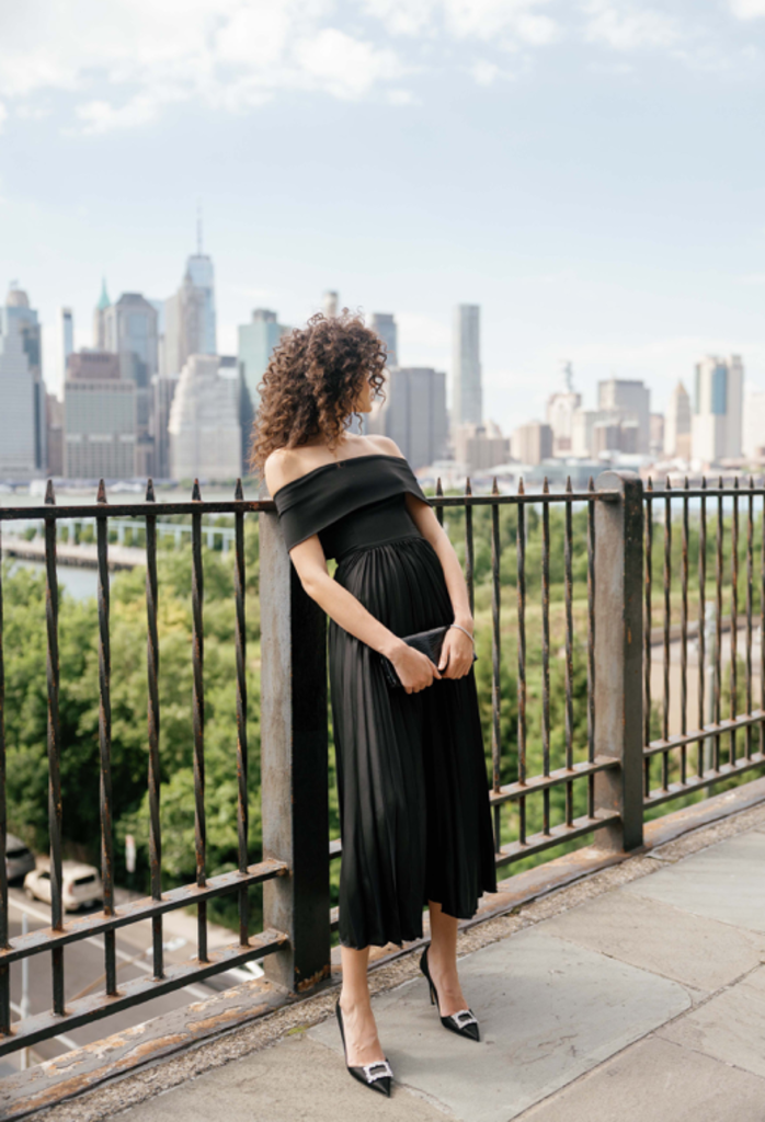 STOCKTON OFF THE SHOULDER MIDI