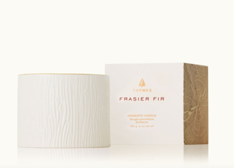 Frasier Fir GIlded Ceramic Poured Candle, Petite