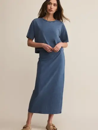 Z SUPPLY GAIL JERSEY DENIM MIDI SKIRT