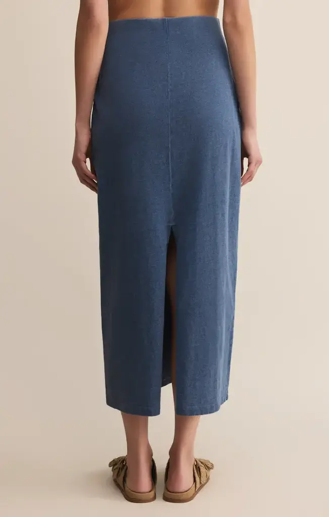 Z SUPPLY GAIL JERSEY DENIM MIDI SKIRT