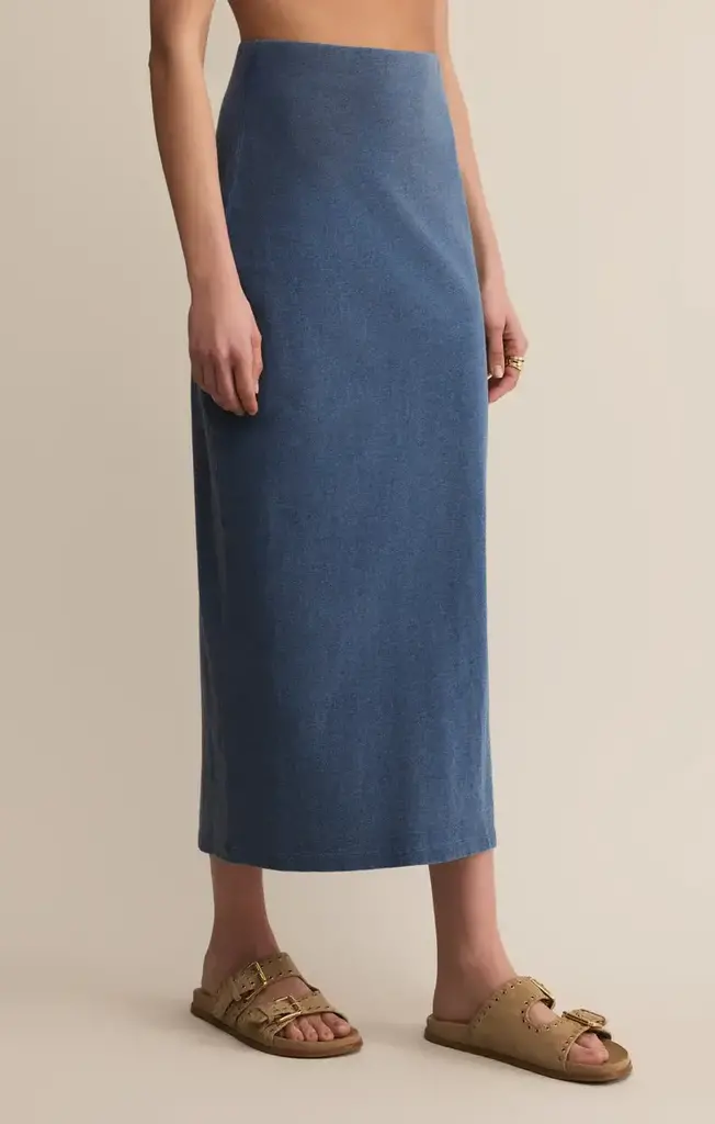 Z SUPPLY GAIL JERSEY DENIM MIDI SKIRT
