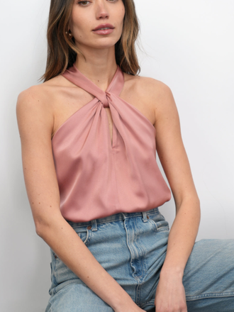 LUCINDA SATIN HALTER TOP