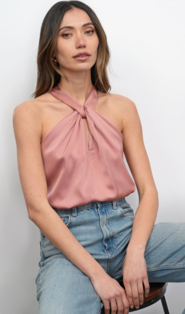 LUCINDA SATIN HALTER TOP