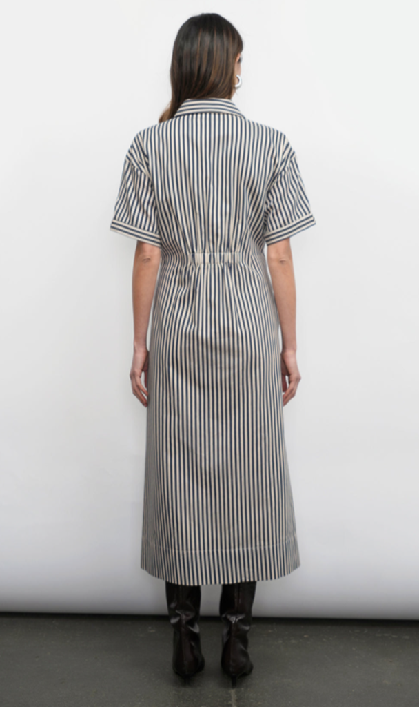 VANISA STRIPE MIDI SHIRT DRESS