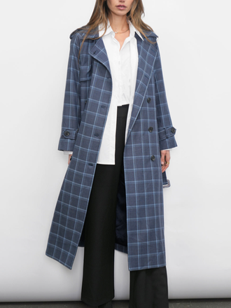 GLENN OVERSIZED PLAID TRENCH COAT